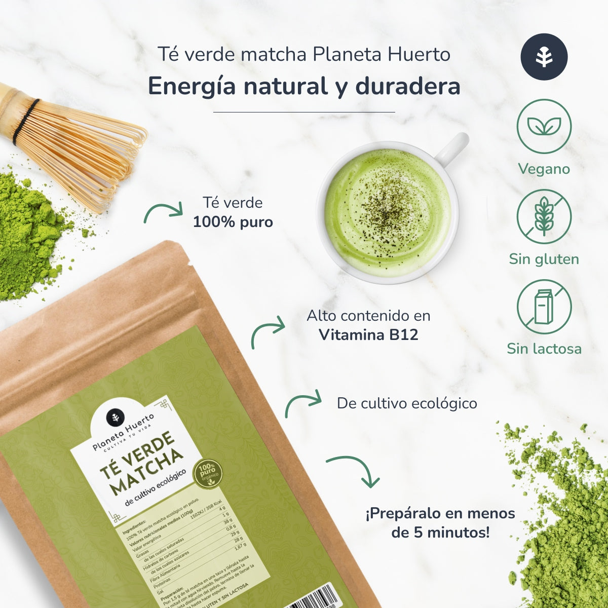 6xPack Thé Matcha en poudre ECO Planet Orchard 70 g