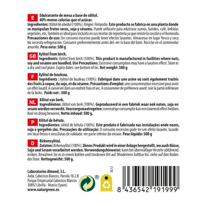 Packung mit 2 Einheiten Xylit-Birkenzucker Naturgreen, 2 Einheiten à 500 g