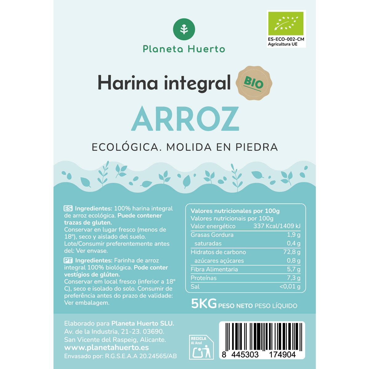 Farina di riso integrale Eco Planet Garden 5 Kg