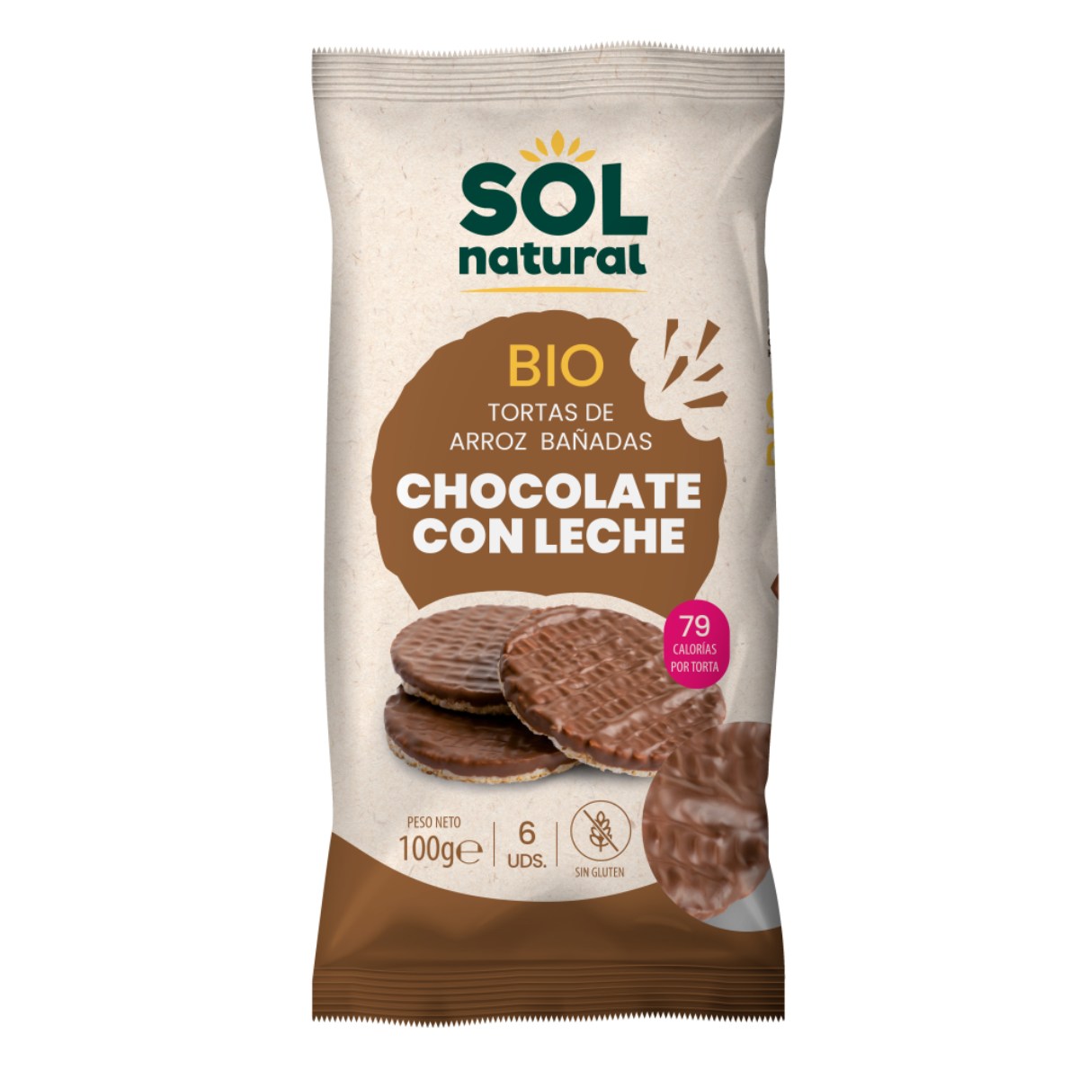 Risbollar doppade i mjölkchoklad Bio Sol Natural 100 g
