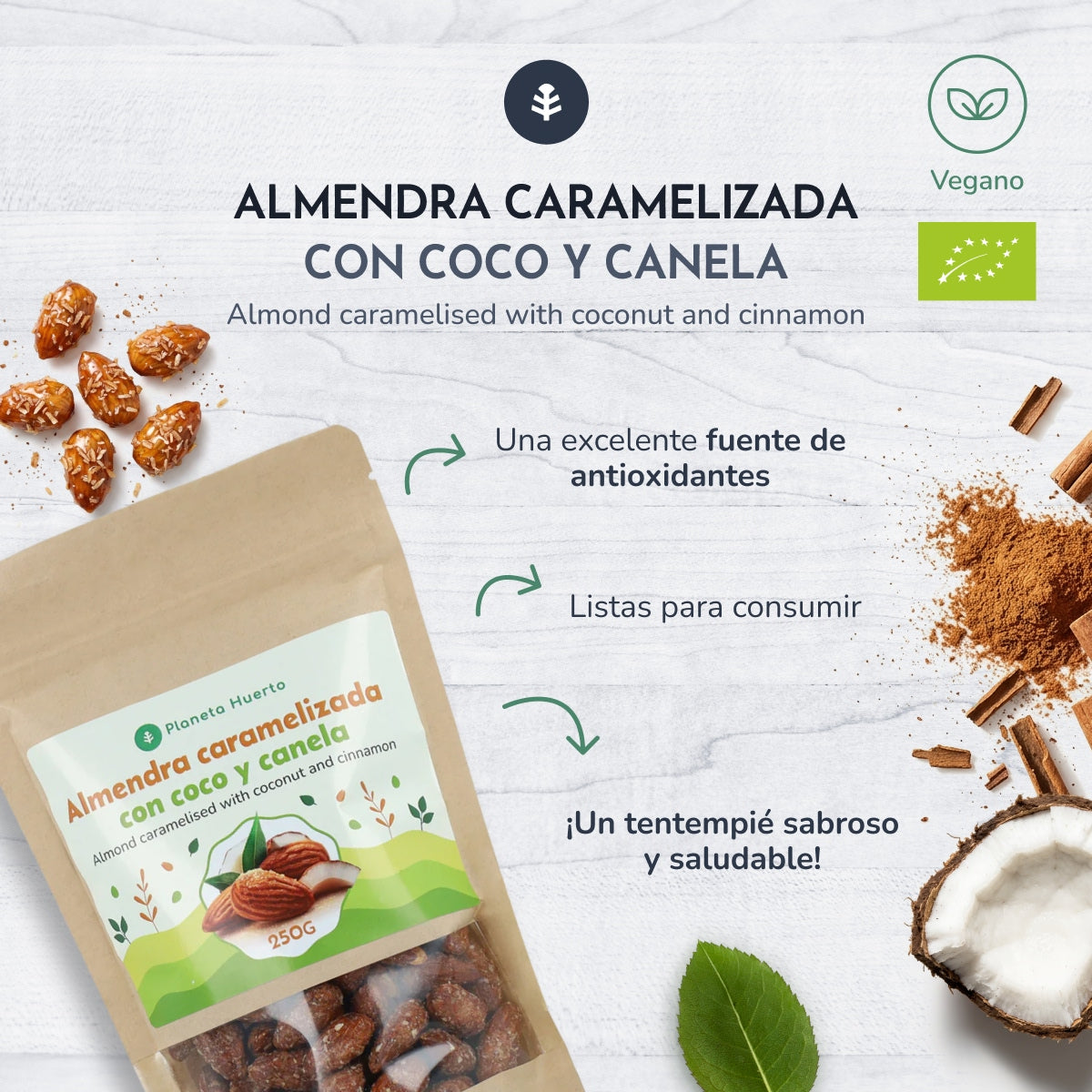 Migdały z kokosem i cynamonem Planeta Huerto 250gr