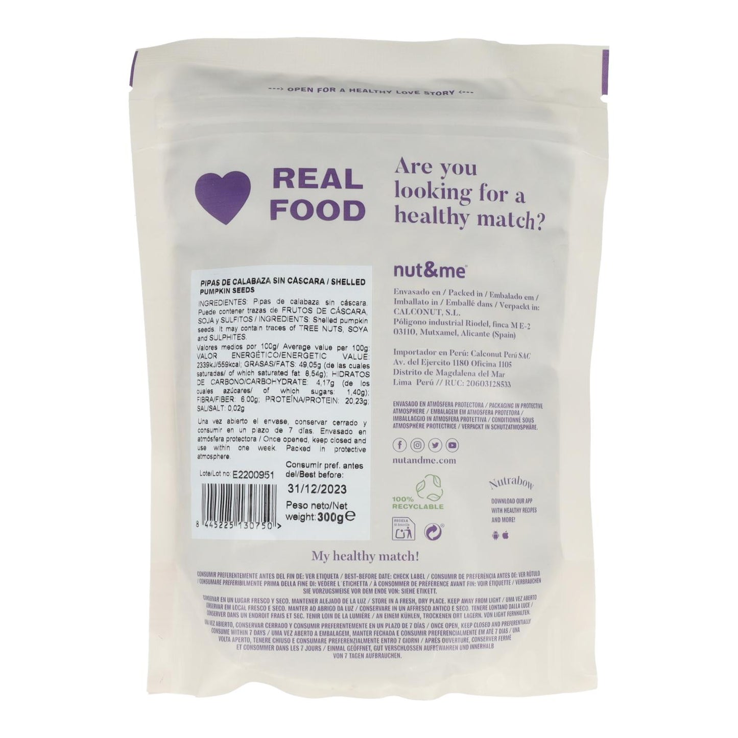 Graines de courge décortiquées Nut&amp;me 300 g