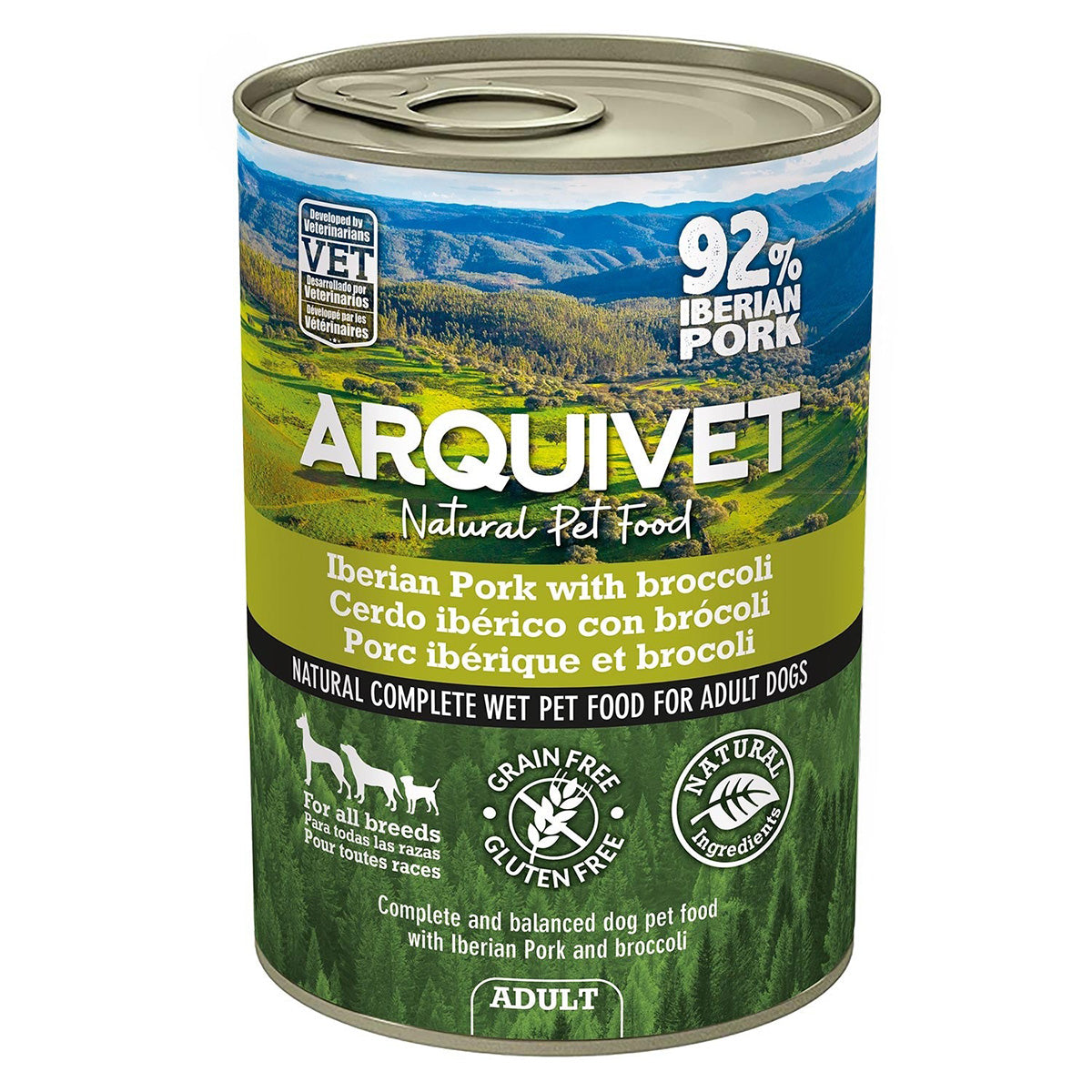 Paté per cani maiale e broccoli Arquivet 400 g