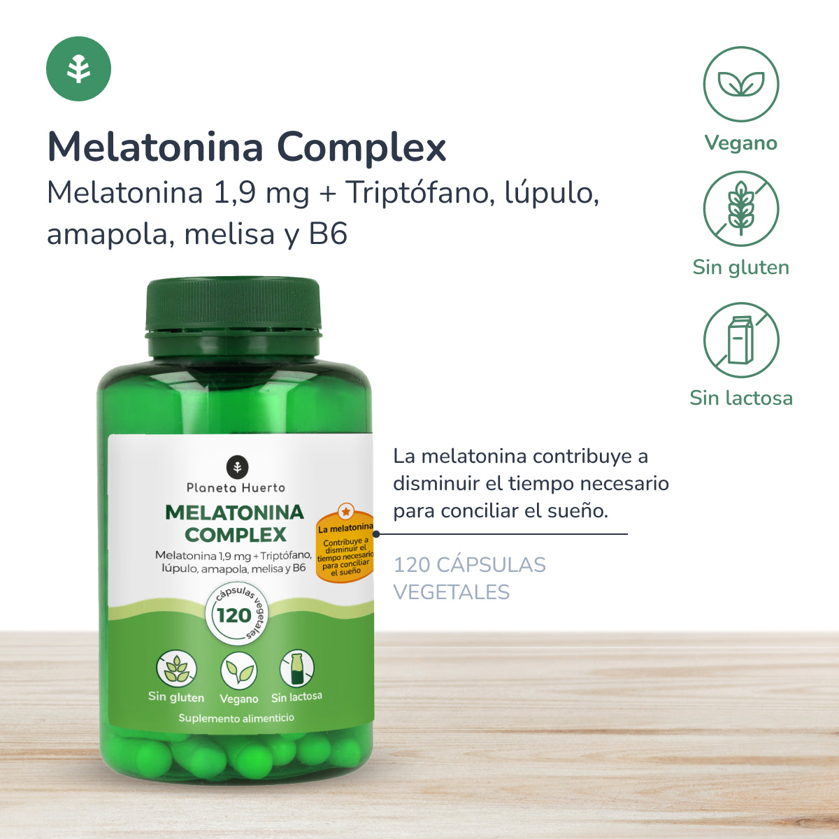 Förpackning 2xMelatoninkomplex Planeta Huerto 120 kapslar
