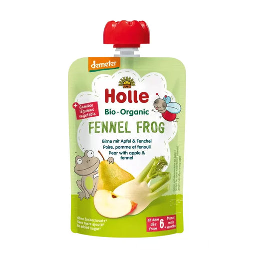 Smoothie BIO z gruszką, jabłkiem i koprem włoskim (od 6. miesiąca życia) FENNEL FROG Holle 100 g