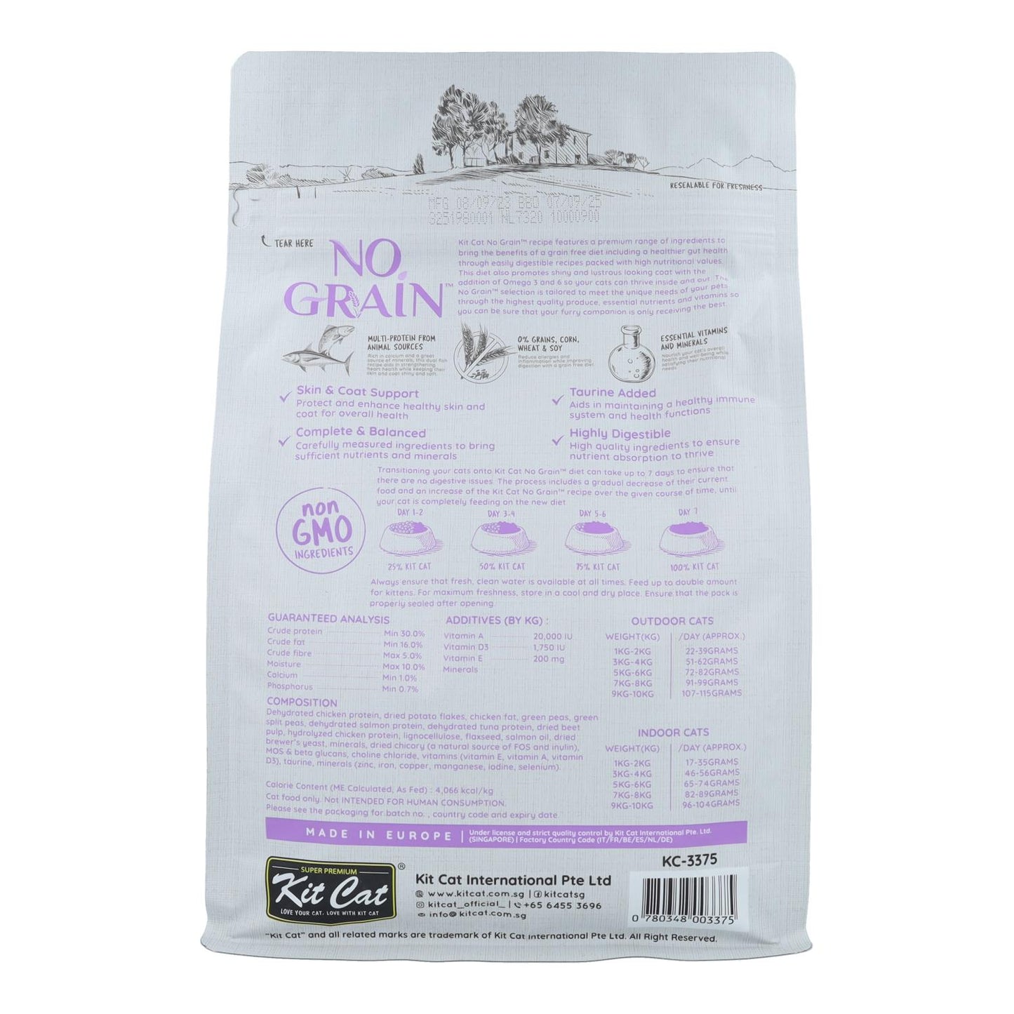 Kit Cat No Grain Cat Food - Atún & Salmón 1 Kg Pienso natural para gatos