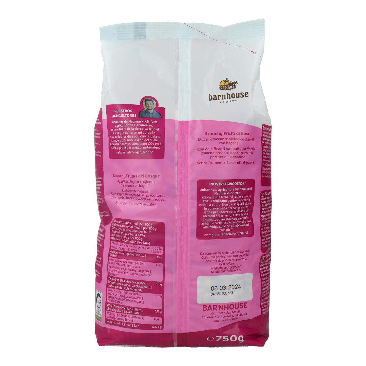 Müsli Krunchy Sun Waldfrüchte Barnhouse 750 g