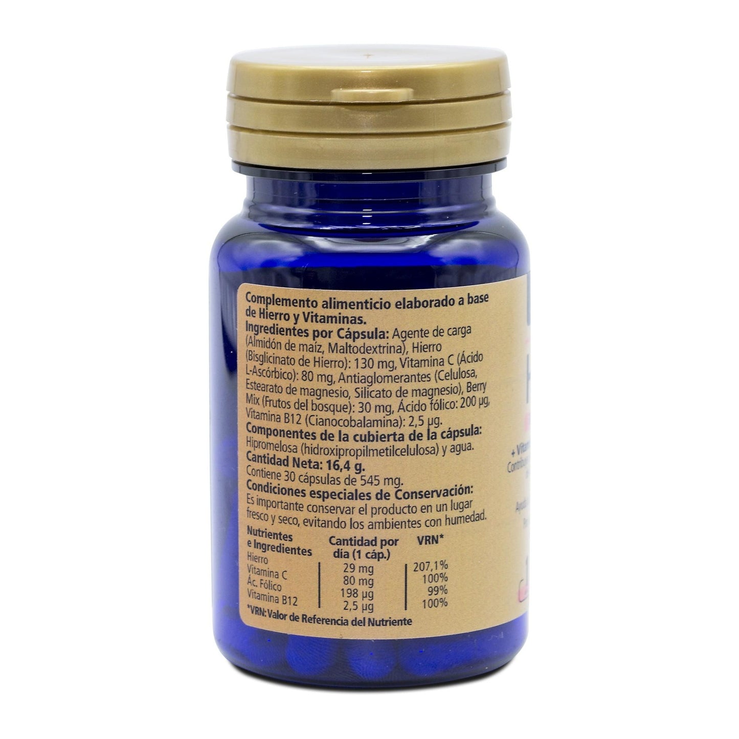 Żelazo + witamina C + kwas foliowy + witamina B12 SANON 30 kapsułek roślinnych 545 mg