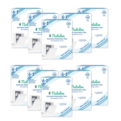 Packung mit 10 Eco 6-in-1 Geschirrspültabs, Natulim, 30 Stück