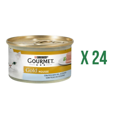 24-pack GOURMET GOLD Mousse våtfoder fisk från havet 85 g