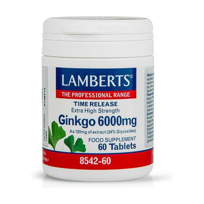 Ginkgo Biloba 6 000 mg, Lamberts 60 comprimés