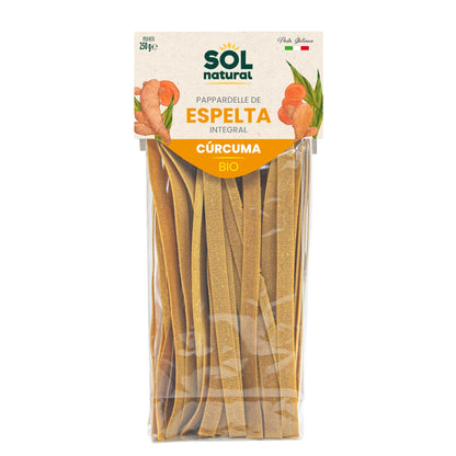 Bio-Vollkorn-Dinkel-Pappardelle mit Kurkuma Sol Natural 250 g