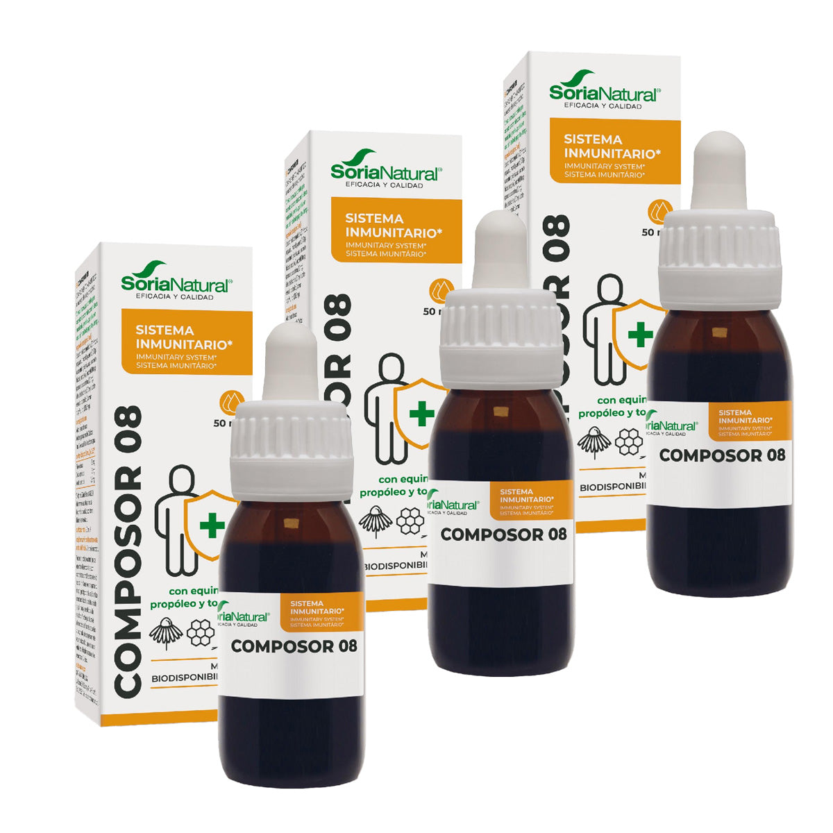 3er-Pack Composor 8 Siglo XXI Echina Soria Natural, 50 ml