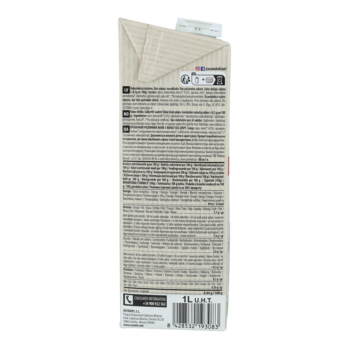 6er-Packung Classic Nature BIO Ecomil Kokosnuss-Gemüsegetränk 1 L