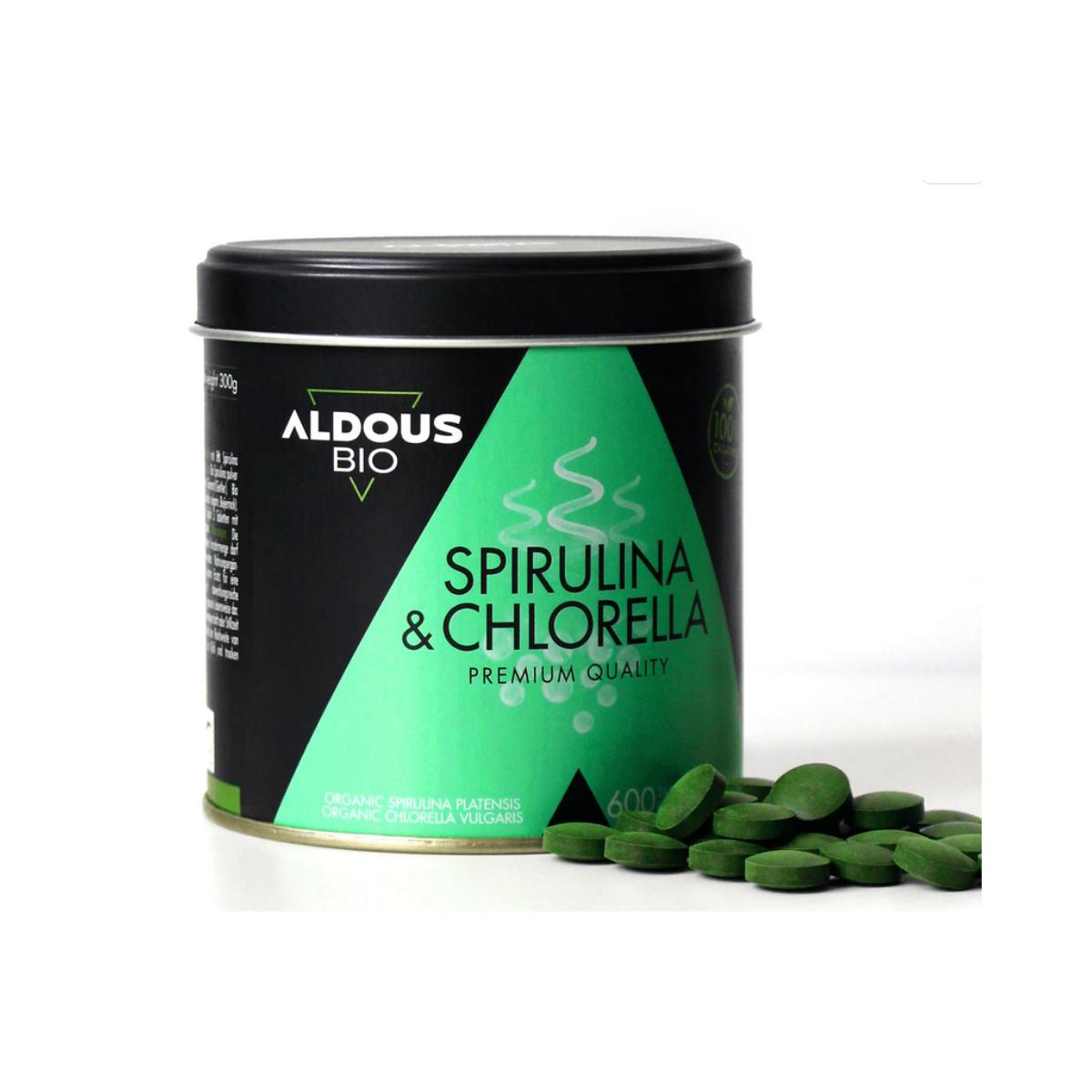 Mix di spirulina e clorella biologica, 600 compresse Aldous Bio