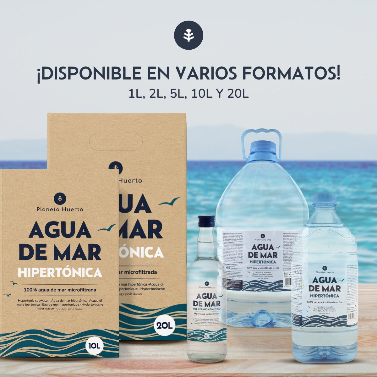 Acqua di mare ipertonica in bottiglia Planeta Huerto 5 L