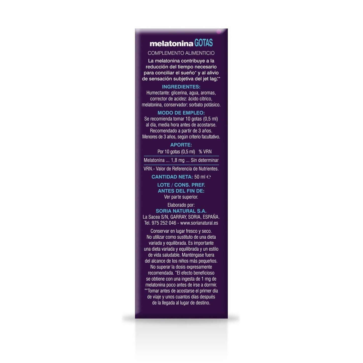 2er-Pack Melatonin-Tropfen 100 % rein Soria Natural 50 ml