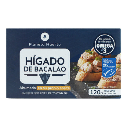 Lot de 12 foies de morue dans leur huile Planeta Huerto 120 g