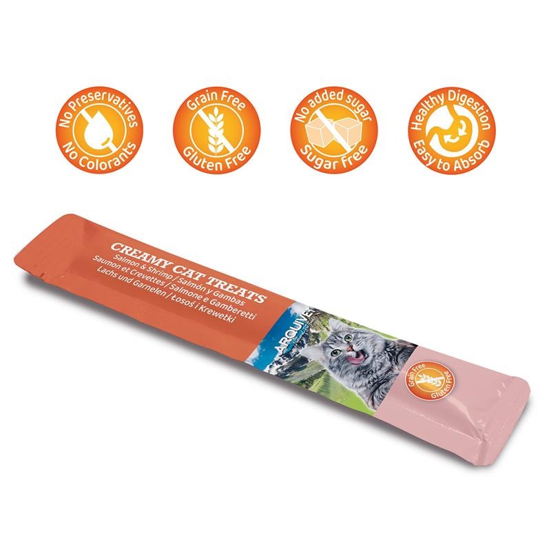 Creamy Cat Treats Snack cremoso de Salmón y Gambas Arquivet 5x14 g
