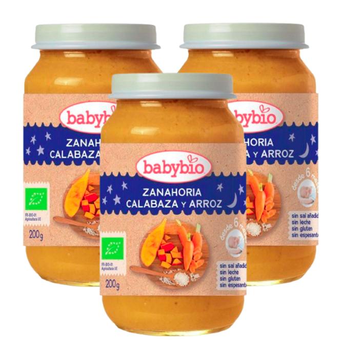 PROMO Pack 3x Good Night Carrot, Pumpkin and Rice Jars, 200 g. Babybio