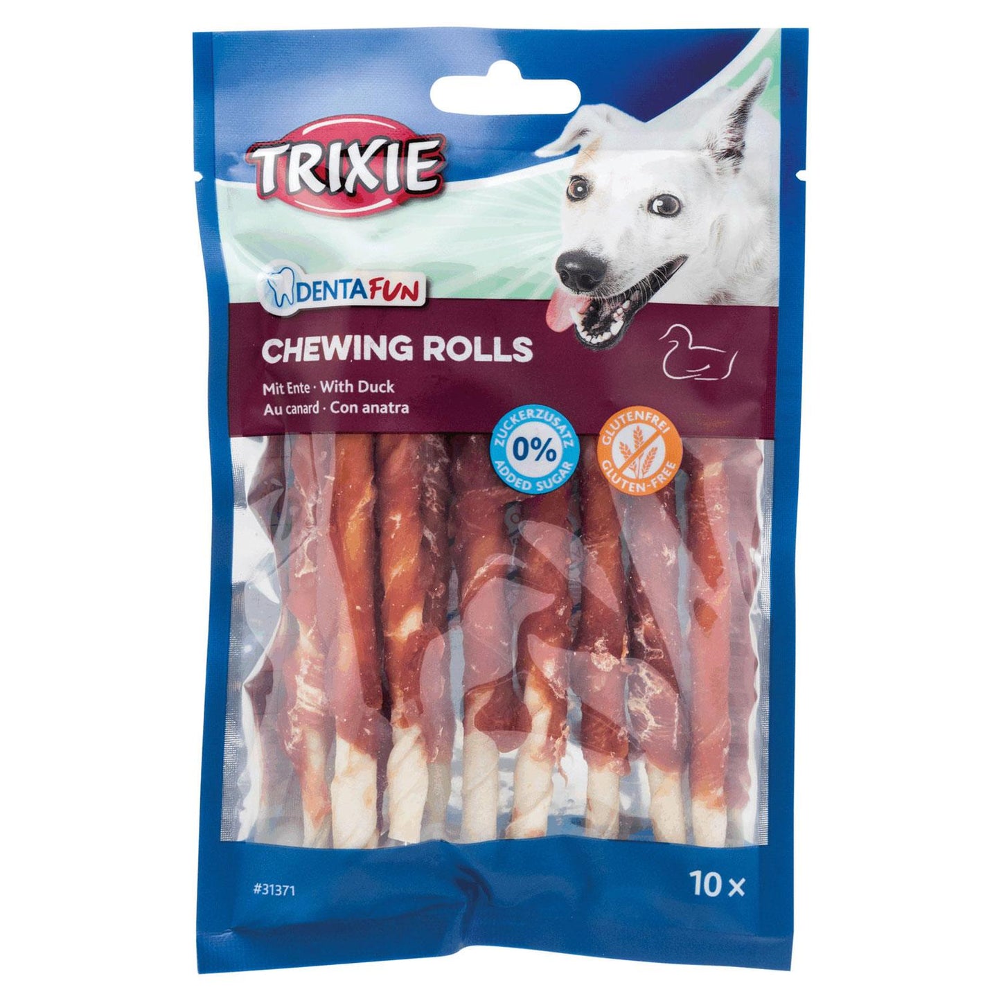 Trixie 10 rullar med anka Denta Fun 12 cm