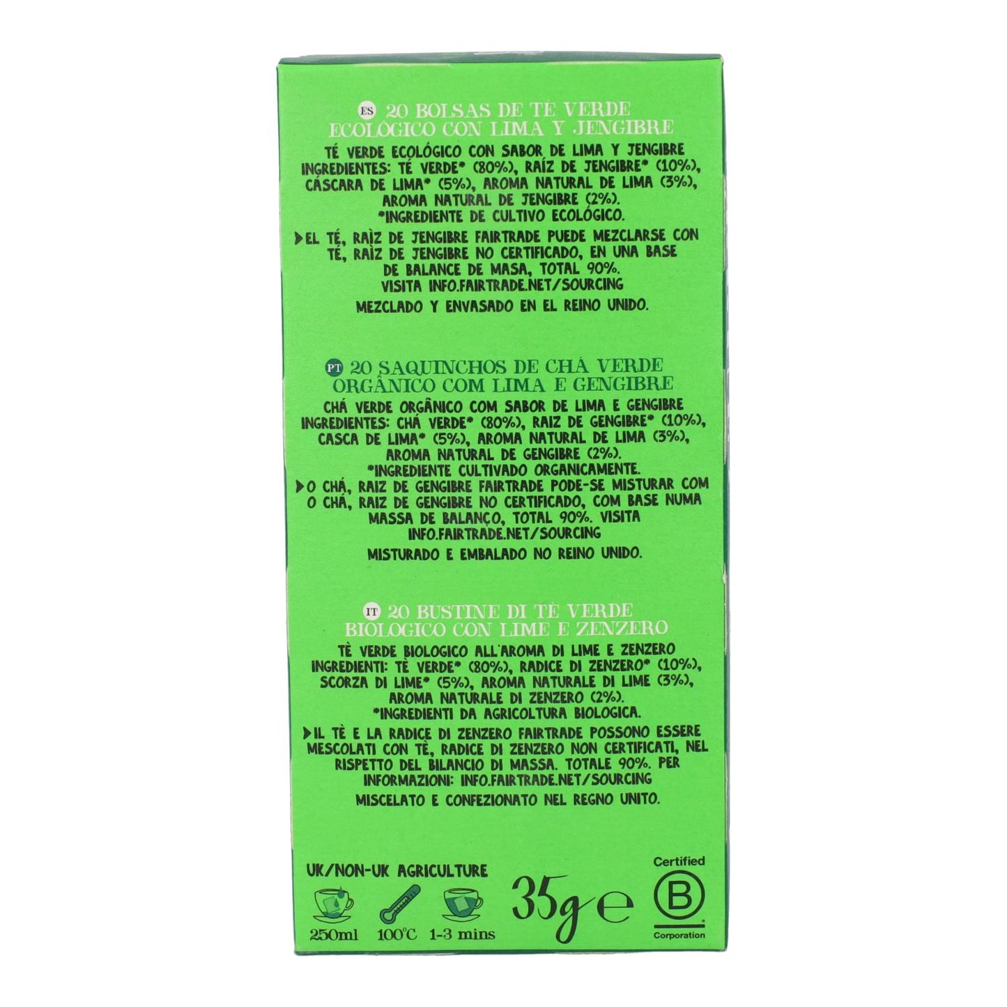 Herbata zielona z limonką i imbirem Bio Cupper 20 torebek