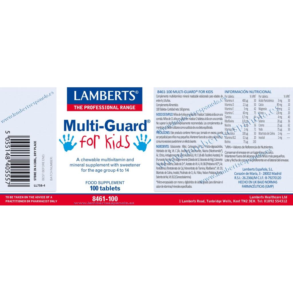 Multi-Guard for Children. Vitamins and Minerals Lamberts, 100 chewable tablets