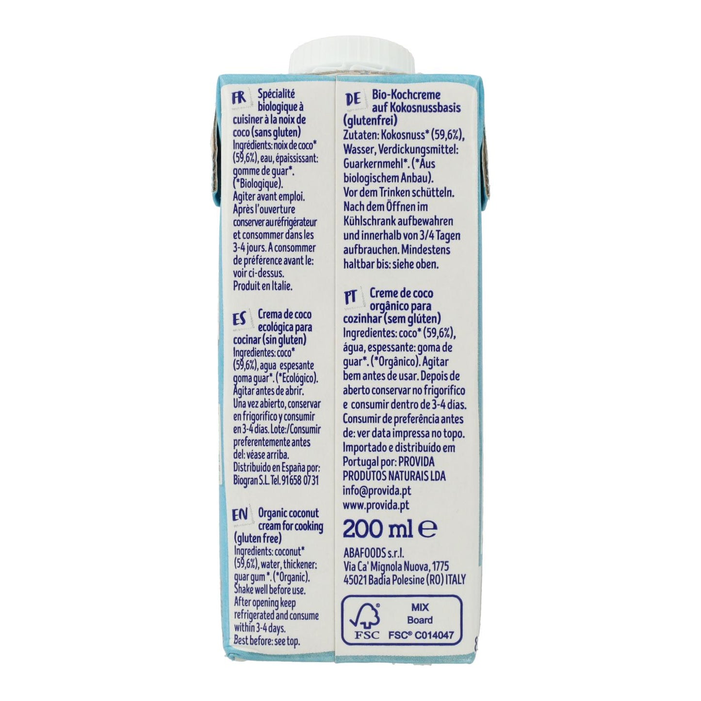 Pflanzliche Kokoscreme zum Kochen Isola Bio, 200 ml