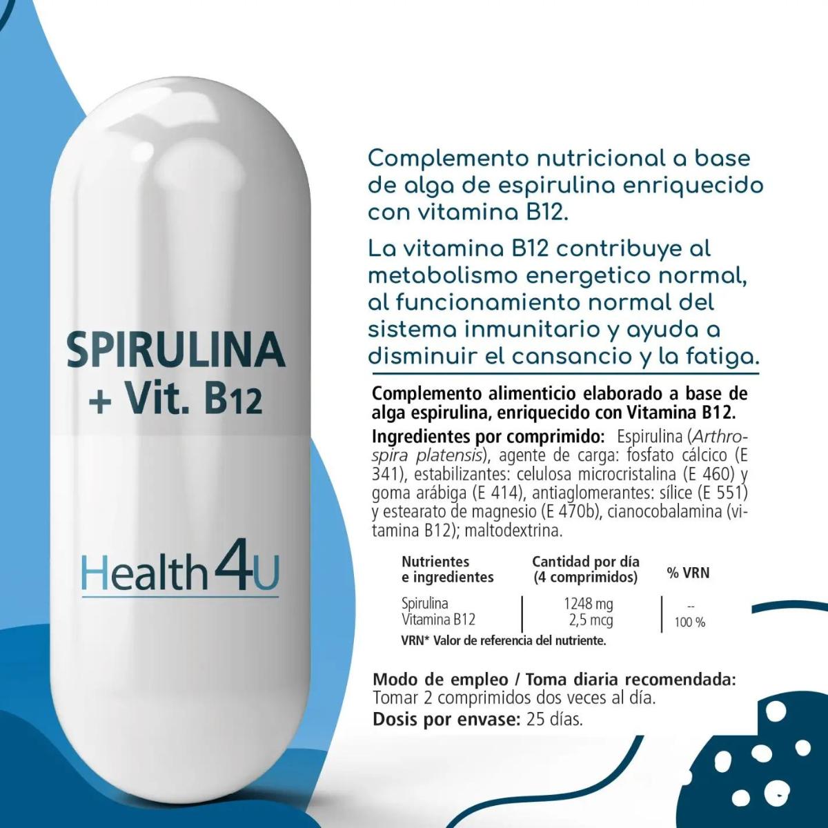 H4U Spirulina + Vitamin B12 100 Tabletten 400 mg