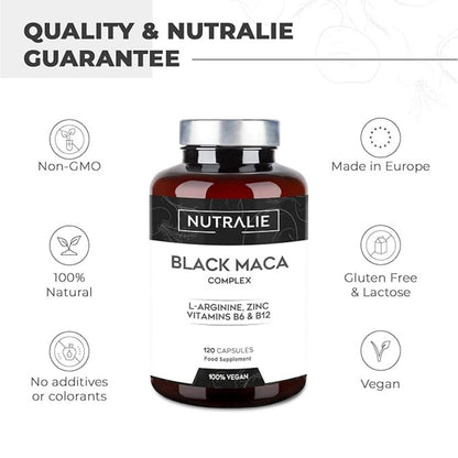 Nutralie Complexe de maca noire andine + vitamines B6 + B12, 120 gélules