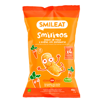 Smilito Corn, Oats and Carrot Multipack ECO Smileat 4 x 12 g sachets.