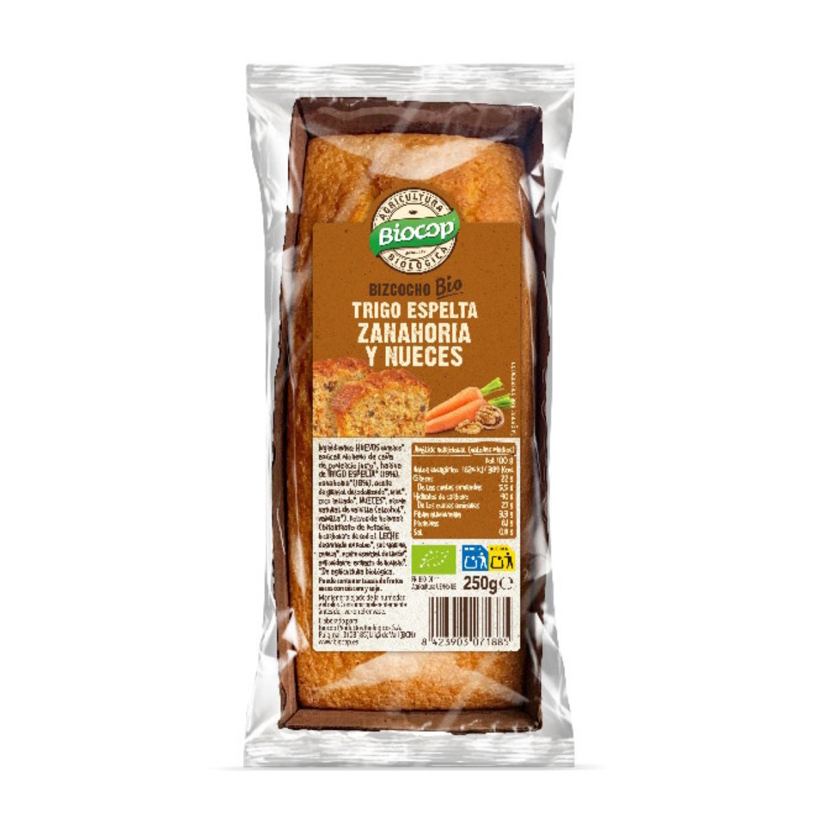 Gâteau à la farine d'épeautre, carottes et noix Biocop 250 g