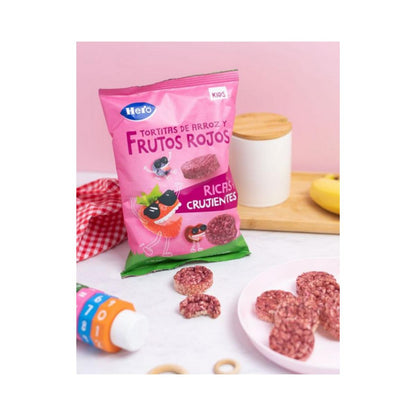 7er-Pack glutenfreie Reiskuchen mit roten Beeren 40 g – Hero Kids