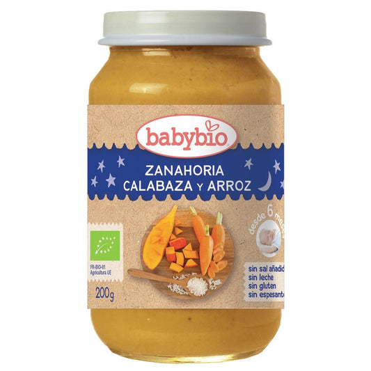Vasetto Buenas Noches Carota, Zucca e Riso, Babybio 200 g