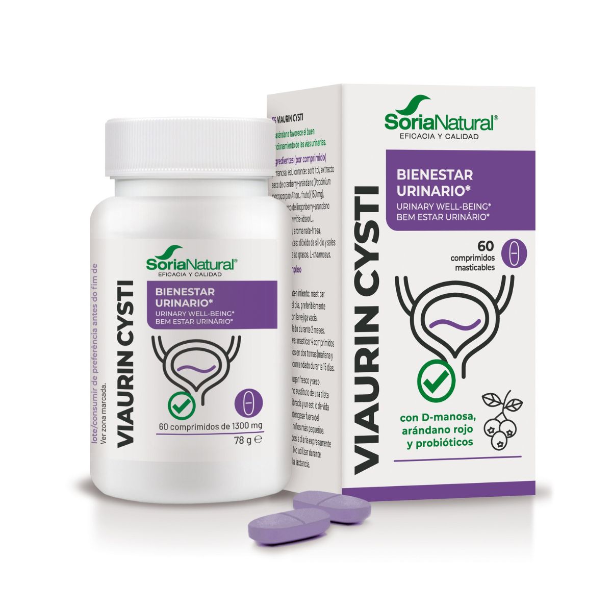 Viaurin Cysti Urinvägsvälbefinnande, Soria Natural, 60 tabletter
