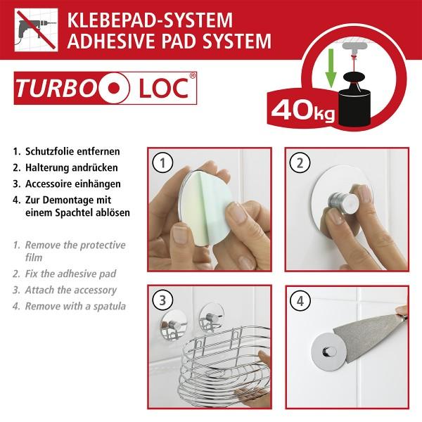 Turbo Loc Wenko roestvrijstalen wandbeugel, bevestiging zonder boren