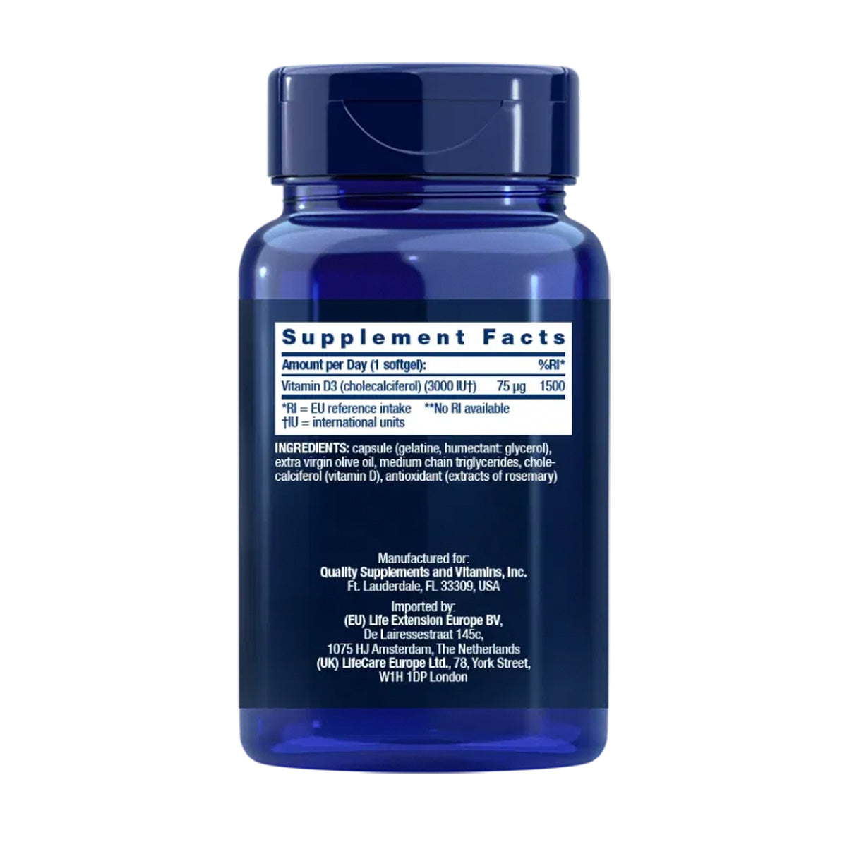 Vitamin D3 3.000 IE, Life Extension 120 Kapseln