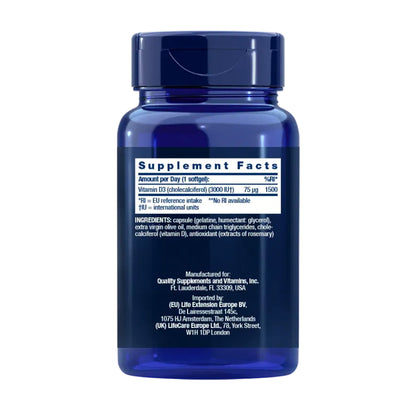 Vitamin D3 3.000 IE, Life Extension 120 Kapseln