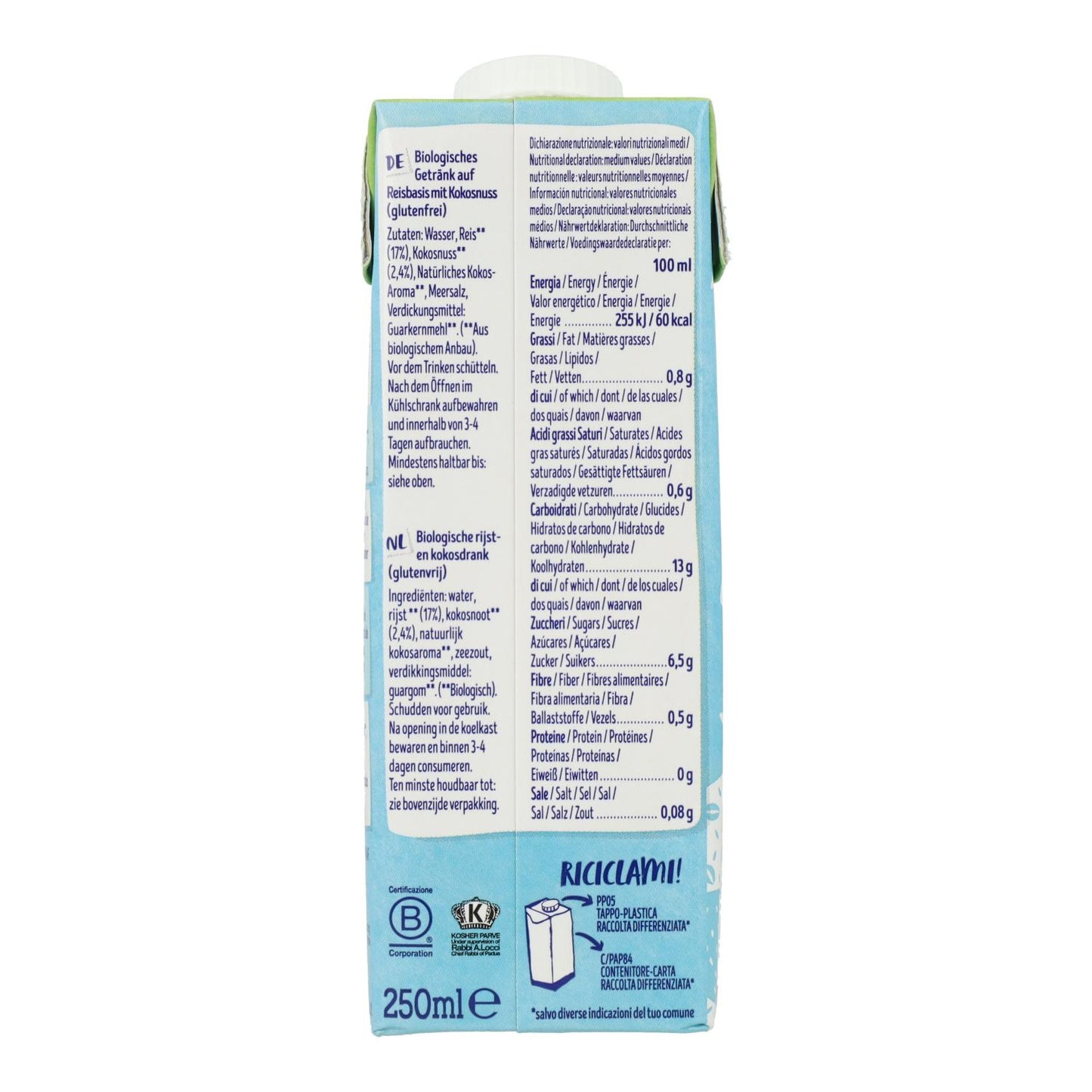 Organic Rice and Coconut Drink Bio Isola BIO 250 ml