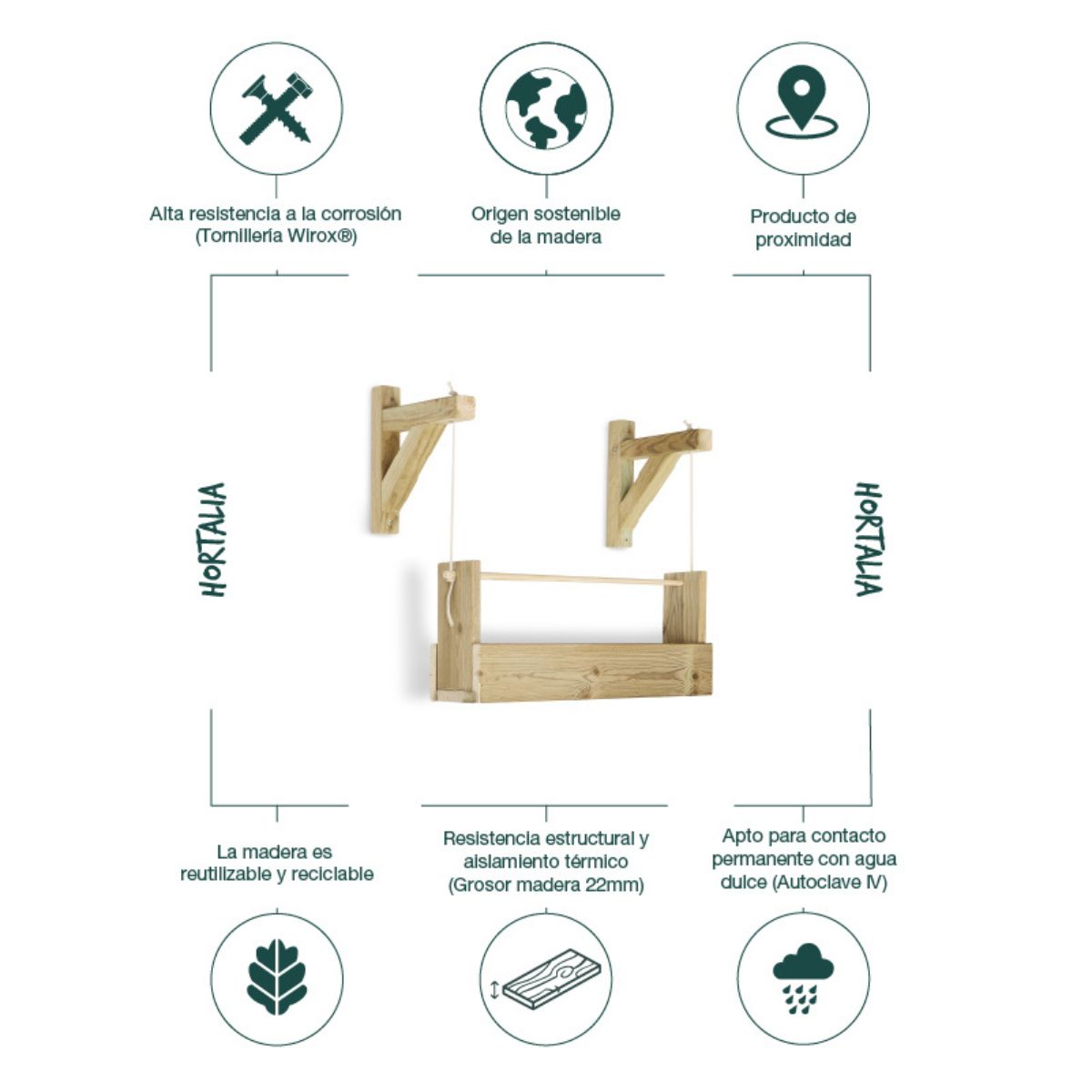 Jardinera vertical Big Woody 1 Bandeja Hortalia