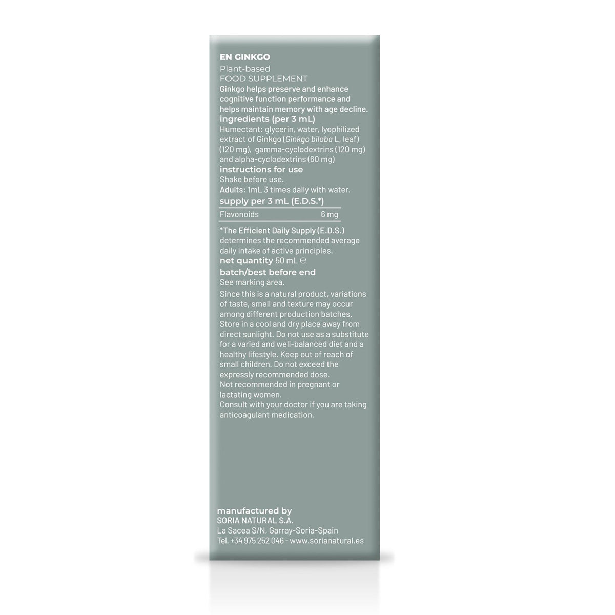 Pakket van 3 Ginkgo Biloba-extract Soria Natural, 50 ml