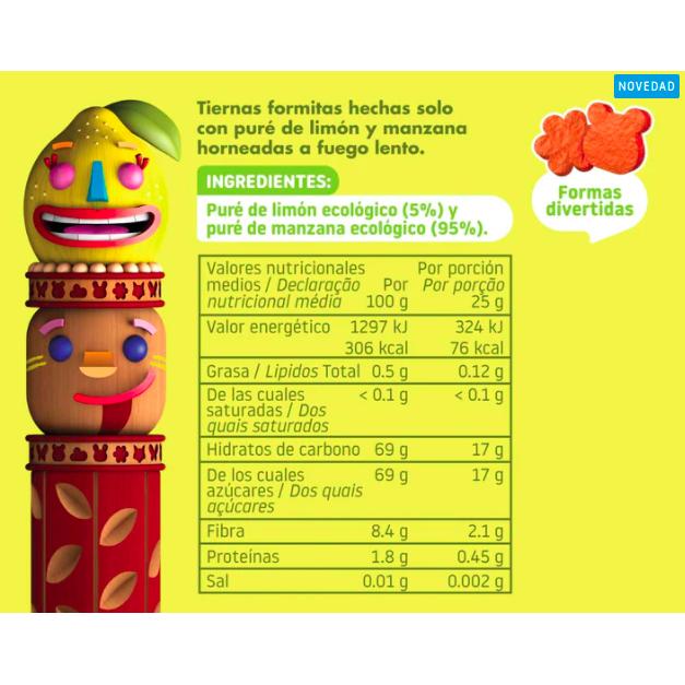 Ekologiskt äpple- och citronsnacks 25 g, Triboo