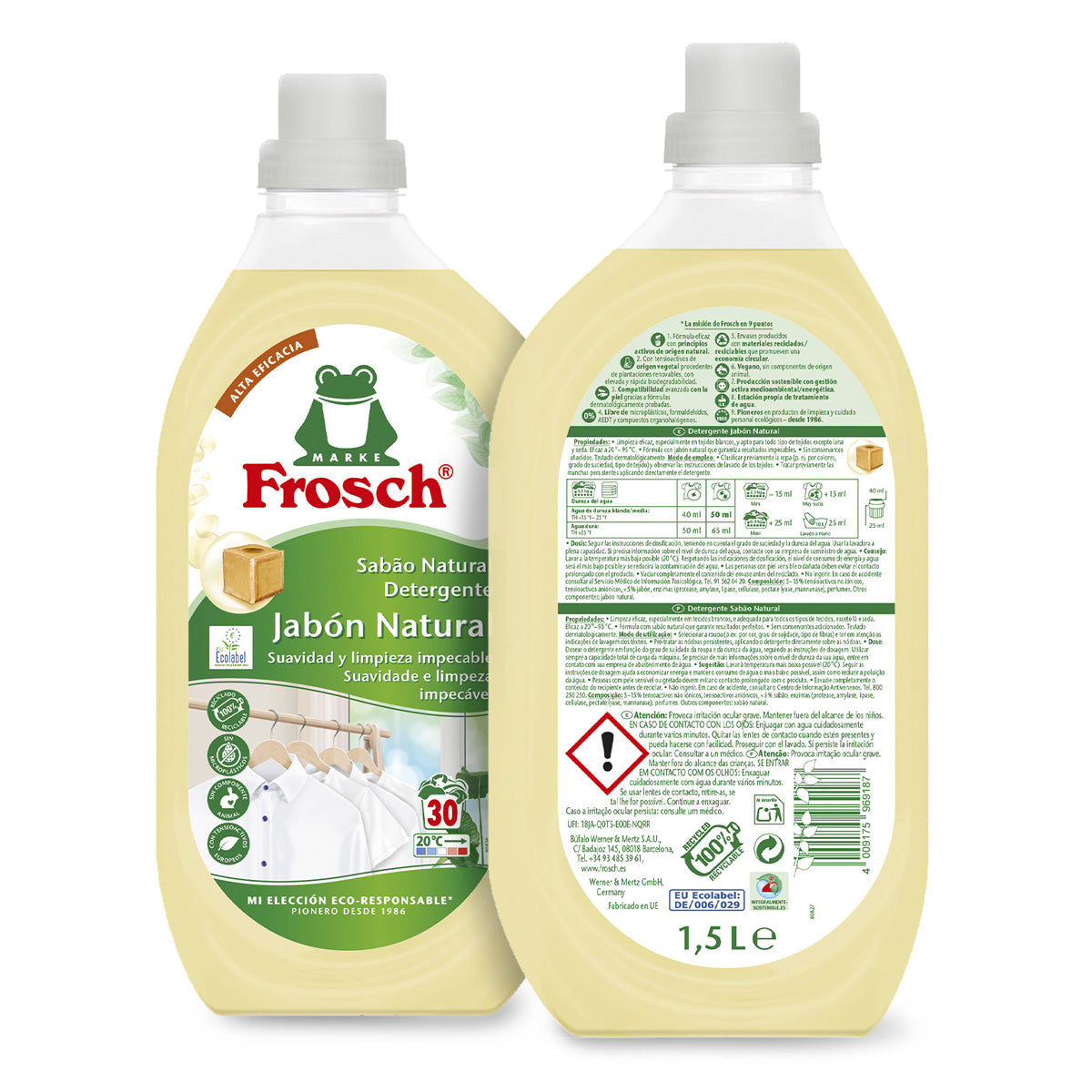 Detergente jabón natural, Frosch, 1500 ml