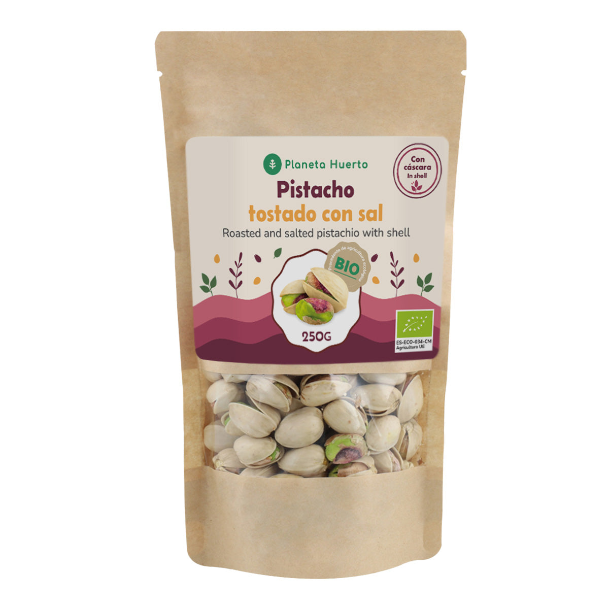 Pistachio nuts in shell roasted and salted ECO Planeta Huerto 250 g