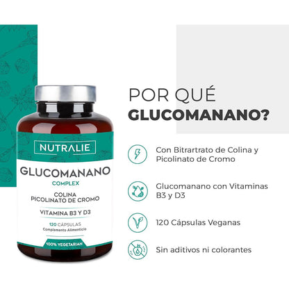 Nutralie Glucomannano con colina + B3 + D3 Perdita di peso 120 capsule