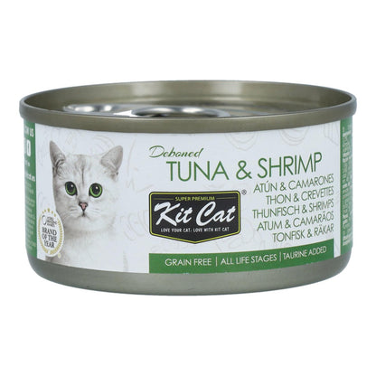 Kit Cat Lata Toppers - Atún & Camarones 80 g Comida húmeda para gatos en gelatina