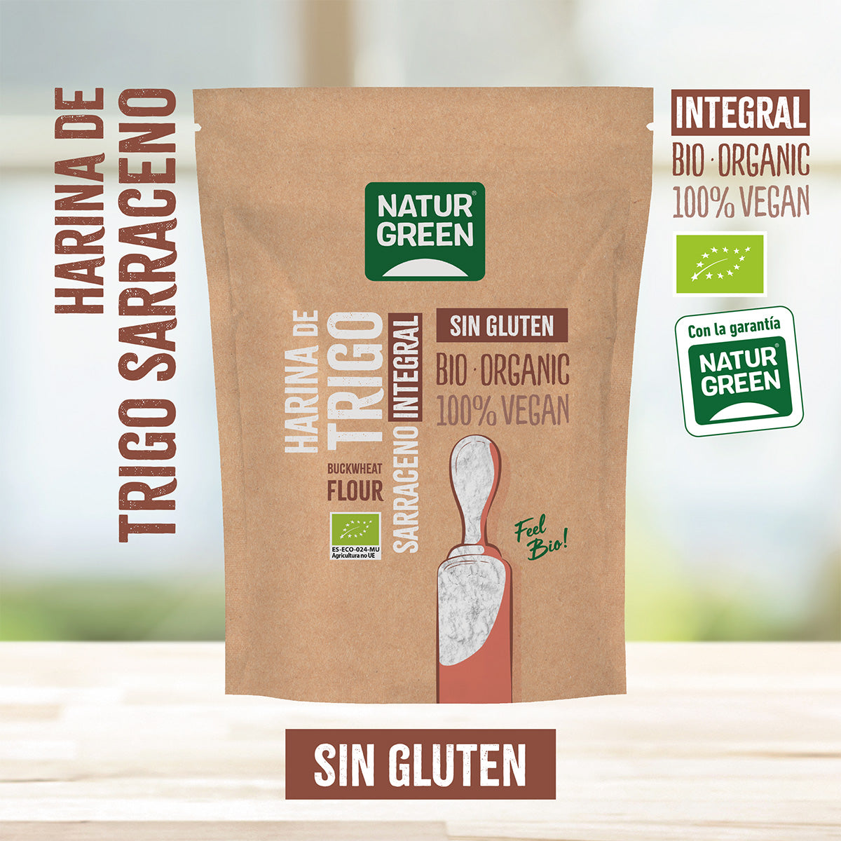 Farine de sarrasin complète sans gluten NaturGreen 500 g