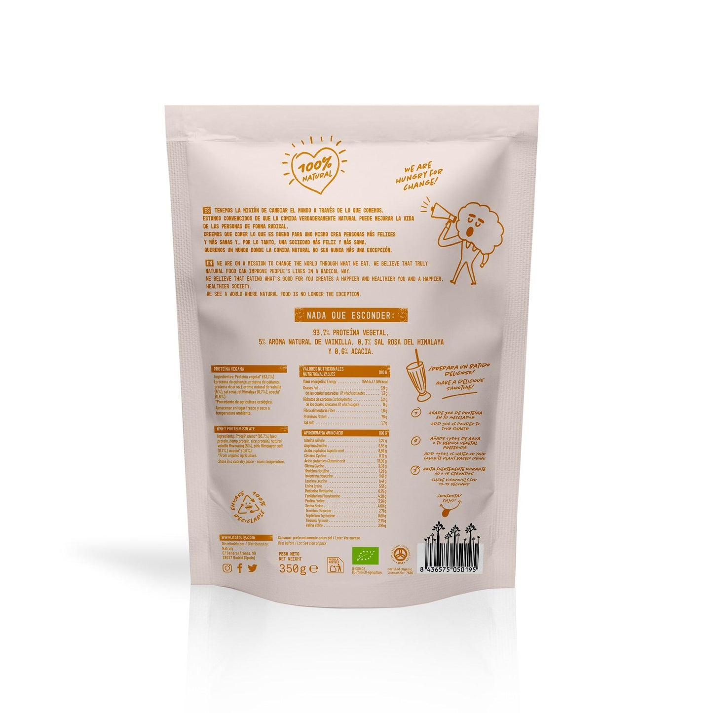 Proteine vegane alla vaniglia, 350 g. Natruly