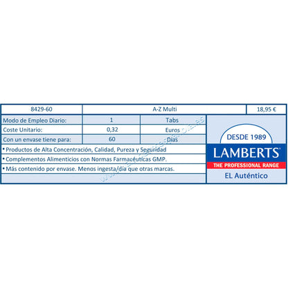 A-Z Multi Lamberts, 60 comprimés