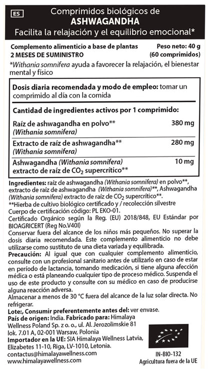 Ashwagandha Organic, Himalaya, 60 kapslar